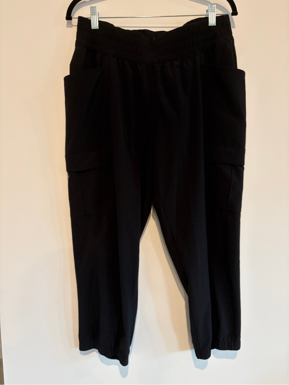 prAna Technical Stretch Cargo Jogger Pants Black Cuffed Size Large / L